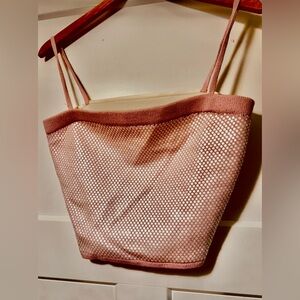 ST. JOHN EVENING Light Pink Sequins Shell Tank Top Sz 14 Blush Peony Knit Tank